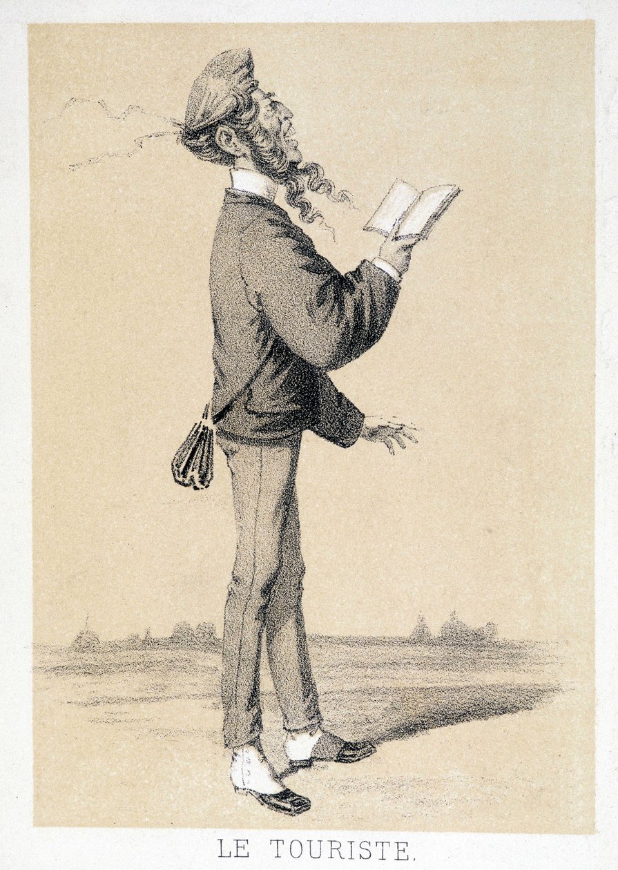 Tegneserie av en engelsk turist rundt 1866. av Unknown artist