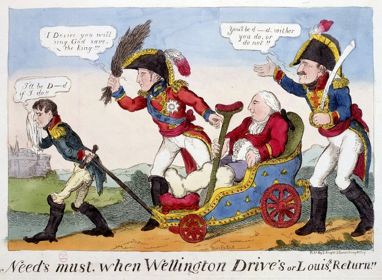 Tegneserie på Napoleon 1er, Louis XVIII og Wellington - i "" Napoleon 1er", tegneseriesamling av Unknown artist