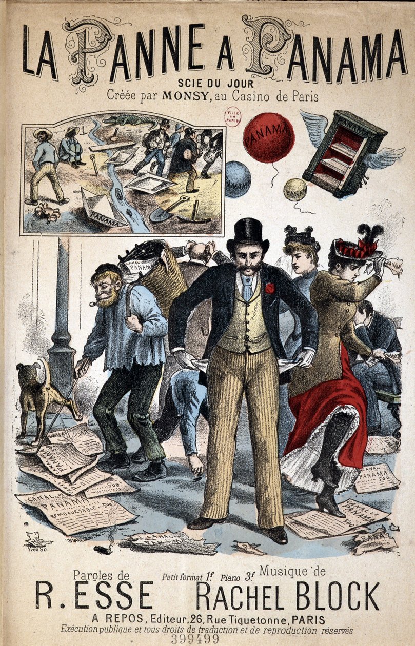 Tegneseriesangen "" La Panne a Panama"", så dagens lys laget av Monsy på Casino de Paris, tekst av R. Esse og musikk av Rachel Block av Unknown artist