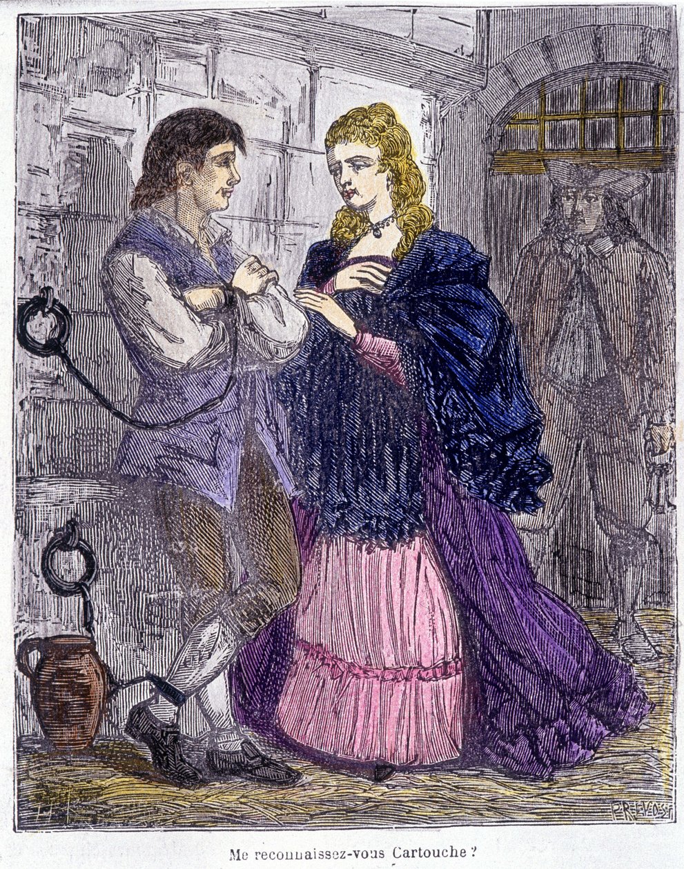 Patron besøkt av en dame i fengsel - i "" Cartridge, king of bandits"", av Grandpré av Unknown artist