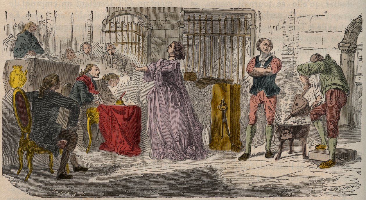 Tilfellet av kragen, rettssaken (1785-1786): Jeanne de Valois-Saint-Remy (Valois Saint Remy), grevinne de La Motte (Lamotte) eller grevinne de La Motte Valois (Lamotte-Valois, La Motte-Valois) ( 1756-1791) før parlamentet i Paris. Gravering fra 1800-tallet av Unknown artist