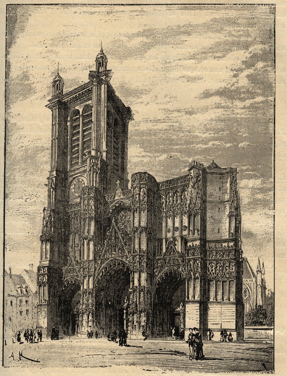 Cathedrale Saint-Pierre-et-Saint-Paul de Troyes - Champagne-Ardennes - gravering i "" PATRIE" - PECTUREQUIREQUE BESKRIVELSE AV FRANKRIKE I 6 BIND AV LUCIEN HUARD - slutt 19. av Unknown artist