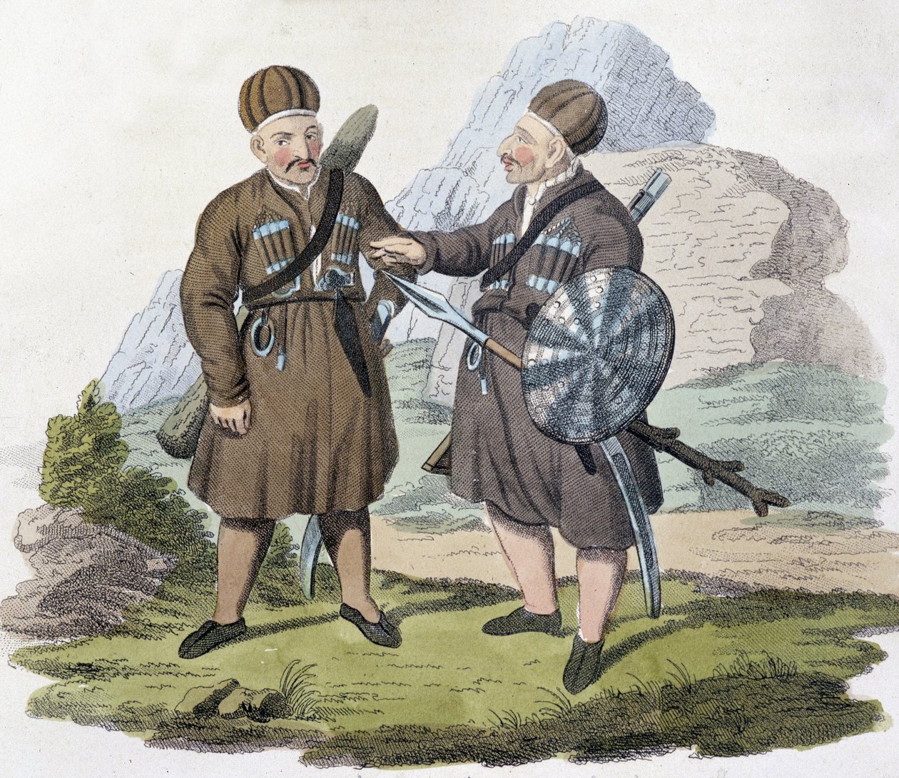 Kaukasiske krigere, deb. 1800-tallet av Unknown artist
