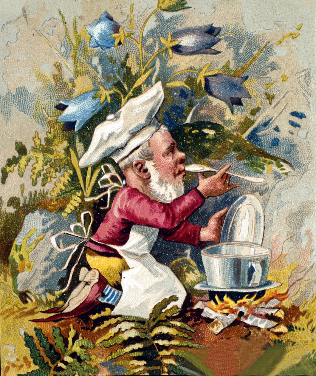 Karakter av dverg eller farfadet kokk. 1800-talls kromolitografi. av Unknown artist