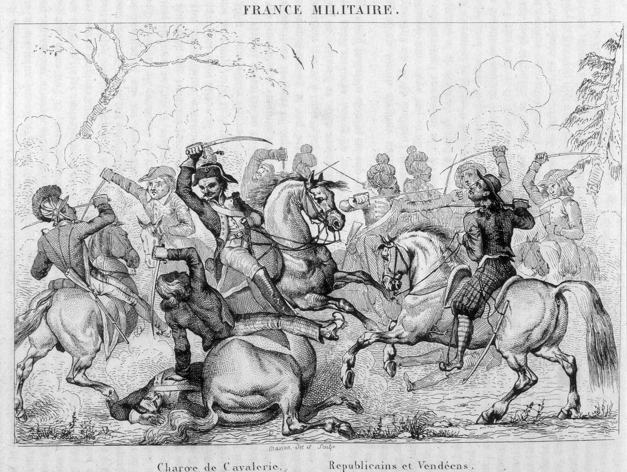 Anklagen for kavaleri - Republikanere og Vendéens. av Unknown artist