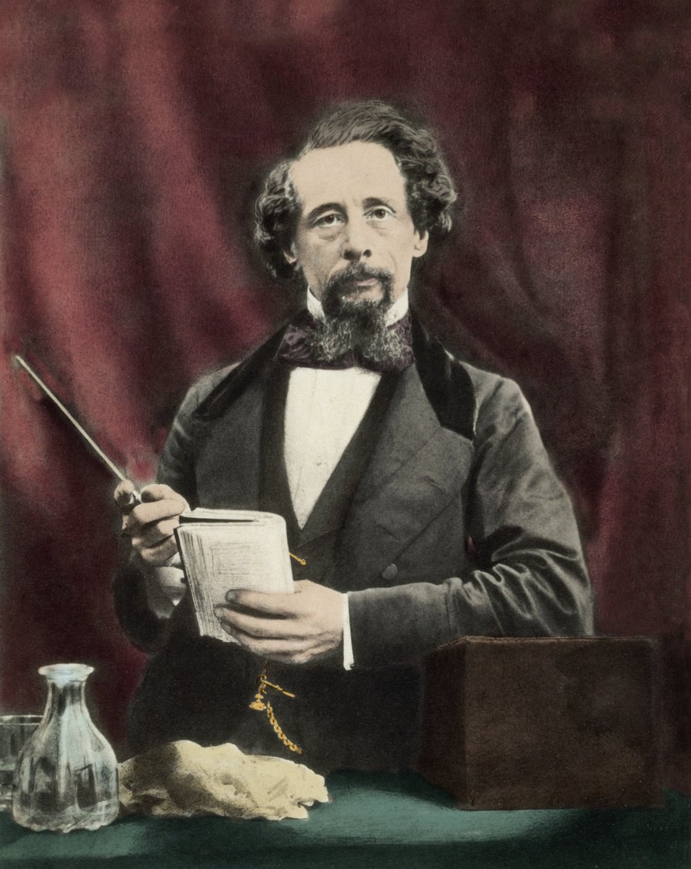 Charles Dickens (1812-1870) under en lesning rundt 1860. av Unknown artist
