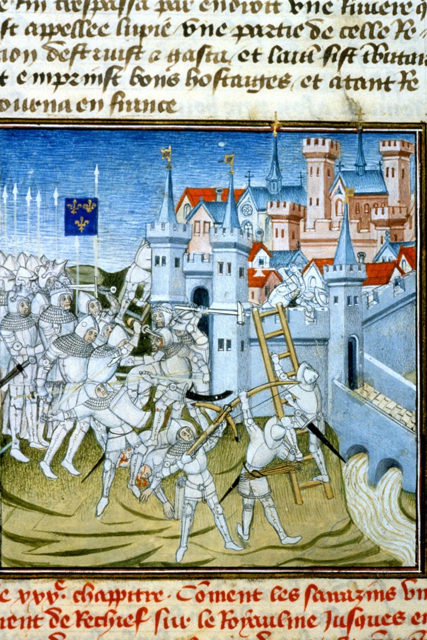 Charles Martel i Poitiers, 732 - Miniatyr av det 14. århundre (ref. 512, 074r) Forespørsel om tillatelse til kommunalbiblioteket i Toulouse (tlf: 05 62 27 66 66) av Unknown artist