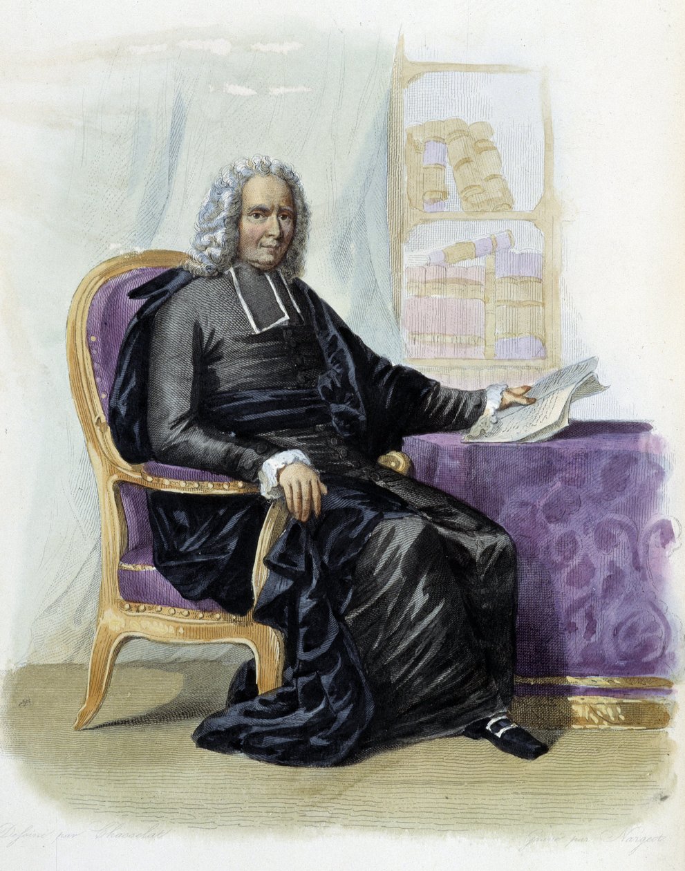 Charles Rollin (1661-1741), forfatter og historiker i Ed. Mennechet, "" Le Plutarque francais"" av Unknown artist
