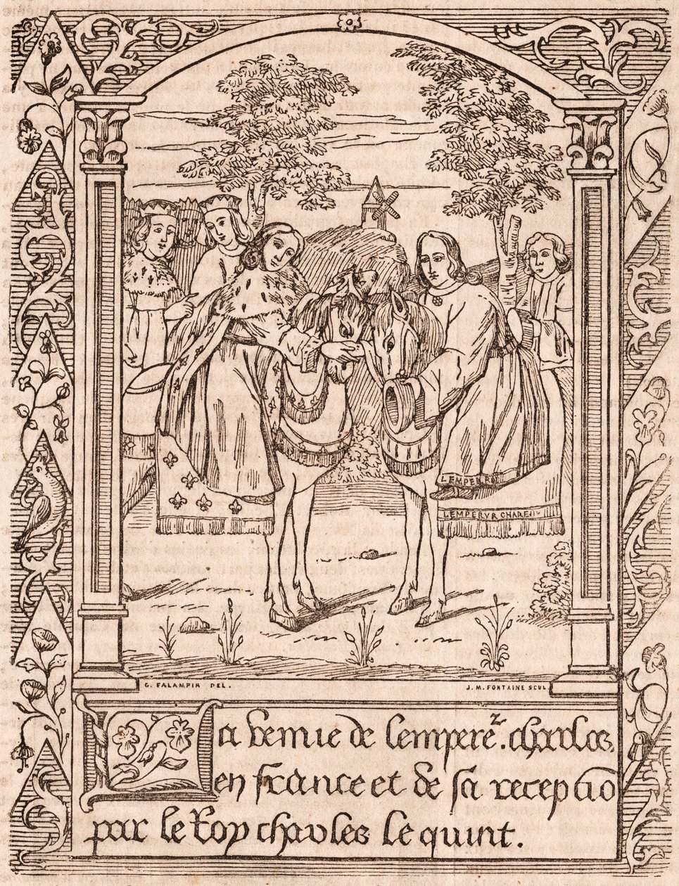 Karl den femte mottar keiser Charles IV, den hellige romerske keiseren og kongen av Böhmen av Unknown
