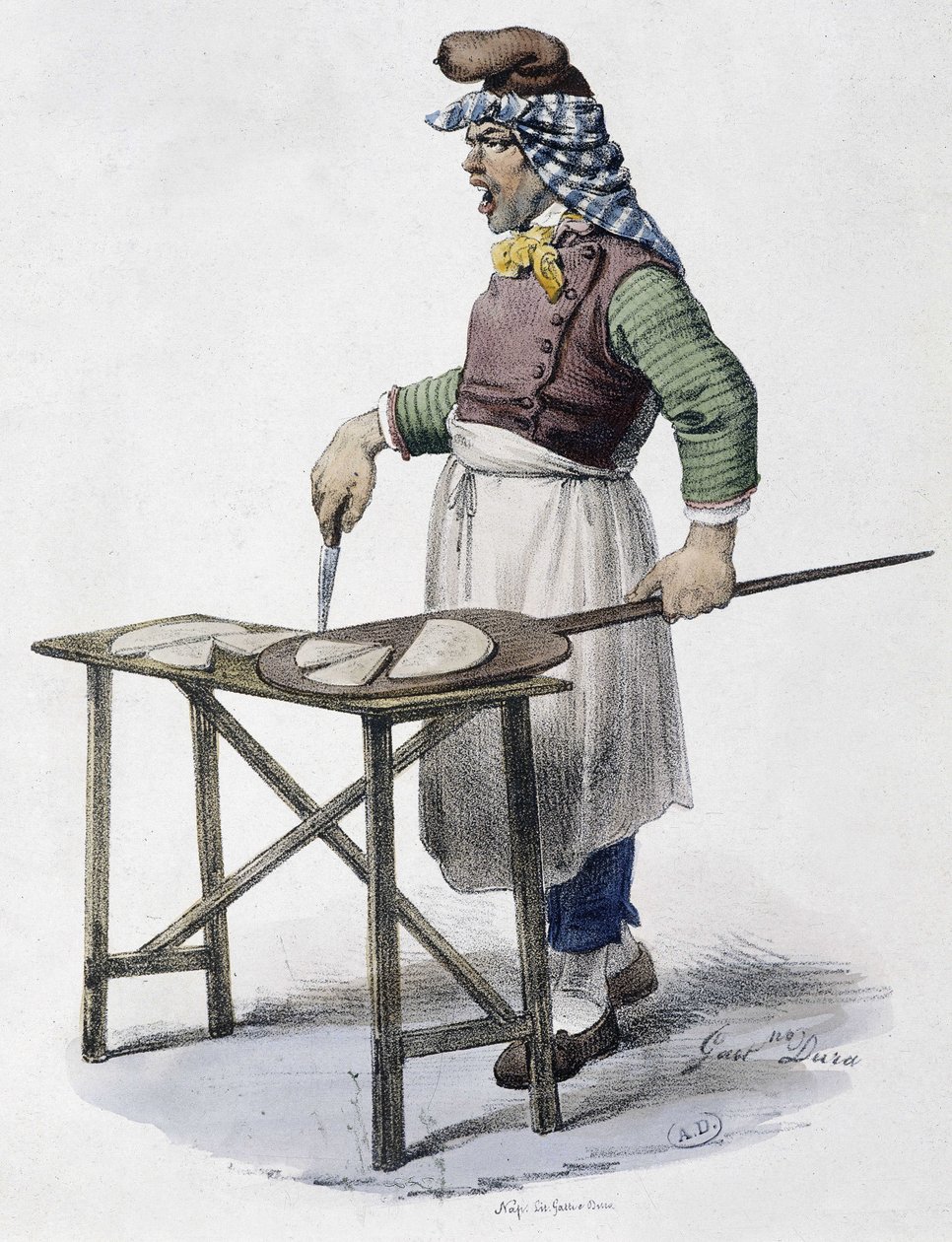 Ostehandler i Italia - litografi av Unknown artist