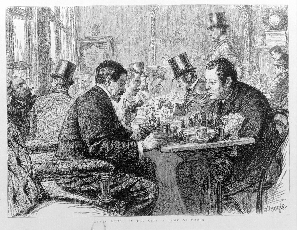 Sjakkspillere i London i 1890. av Unknown artist