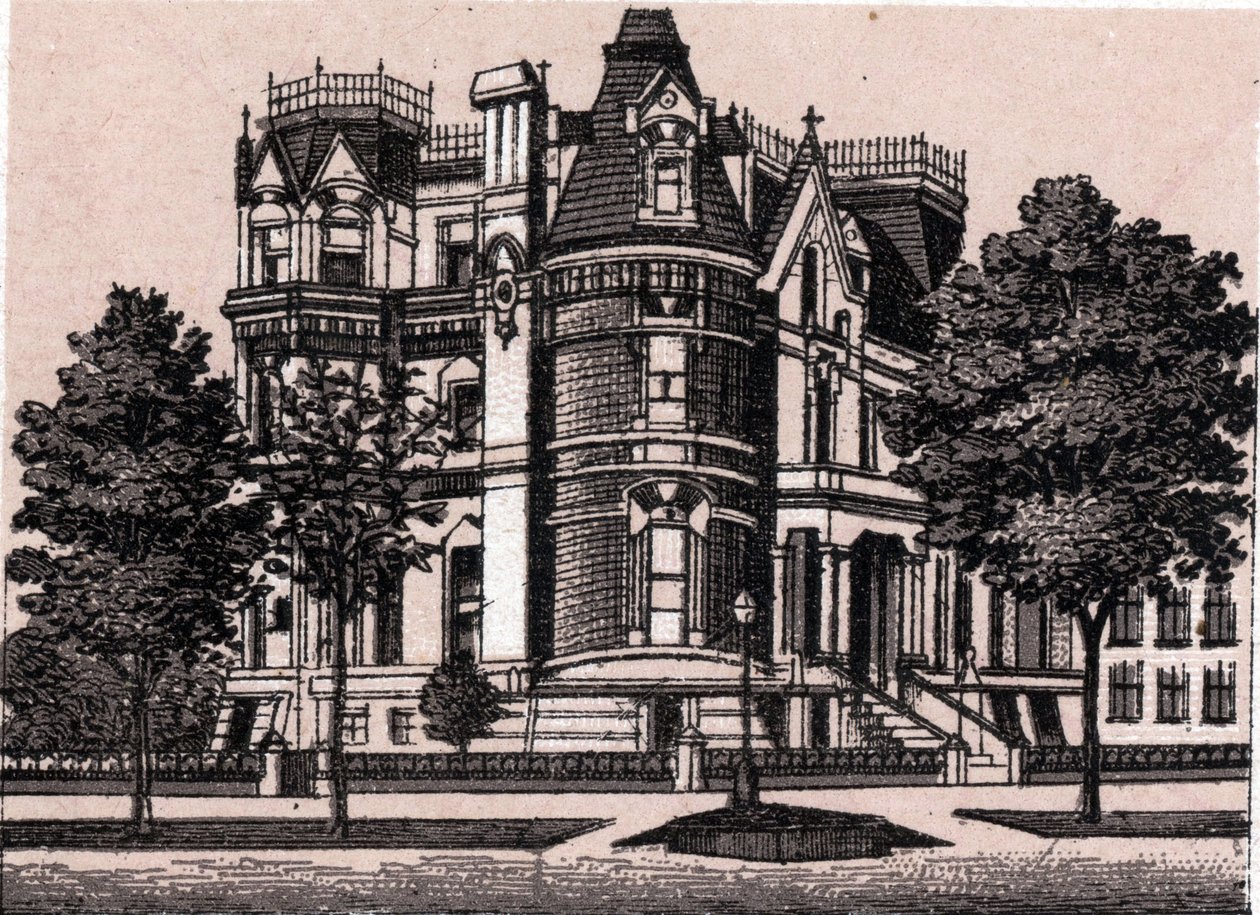 Chicago, United States: view from the corner of Prairie Avenue and 22nd Street. in “” The world illustrates 168 views”” Undated (late 19th century) av Unknown artist