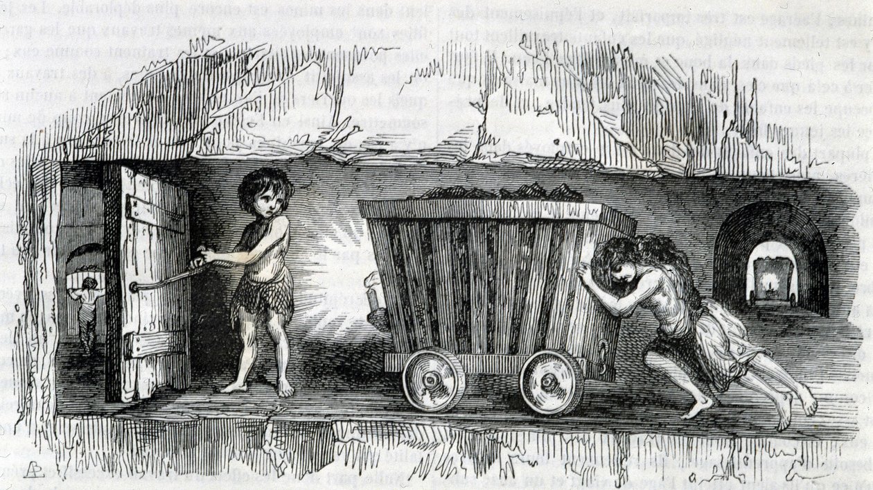 Barn som jobber i kullgruvene i England av Unknown artist