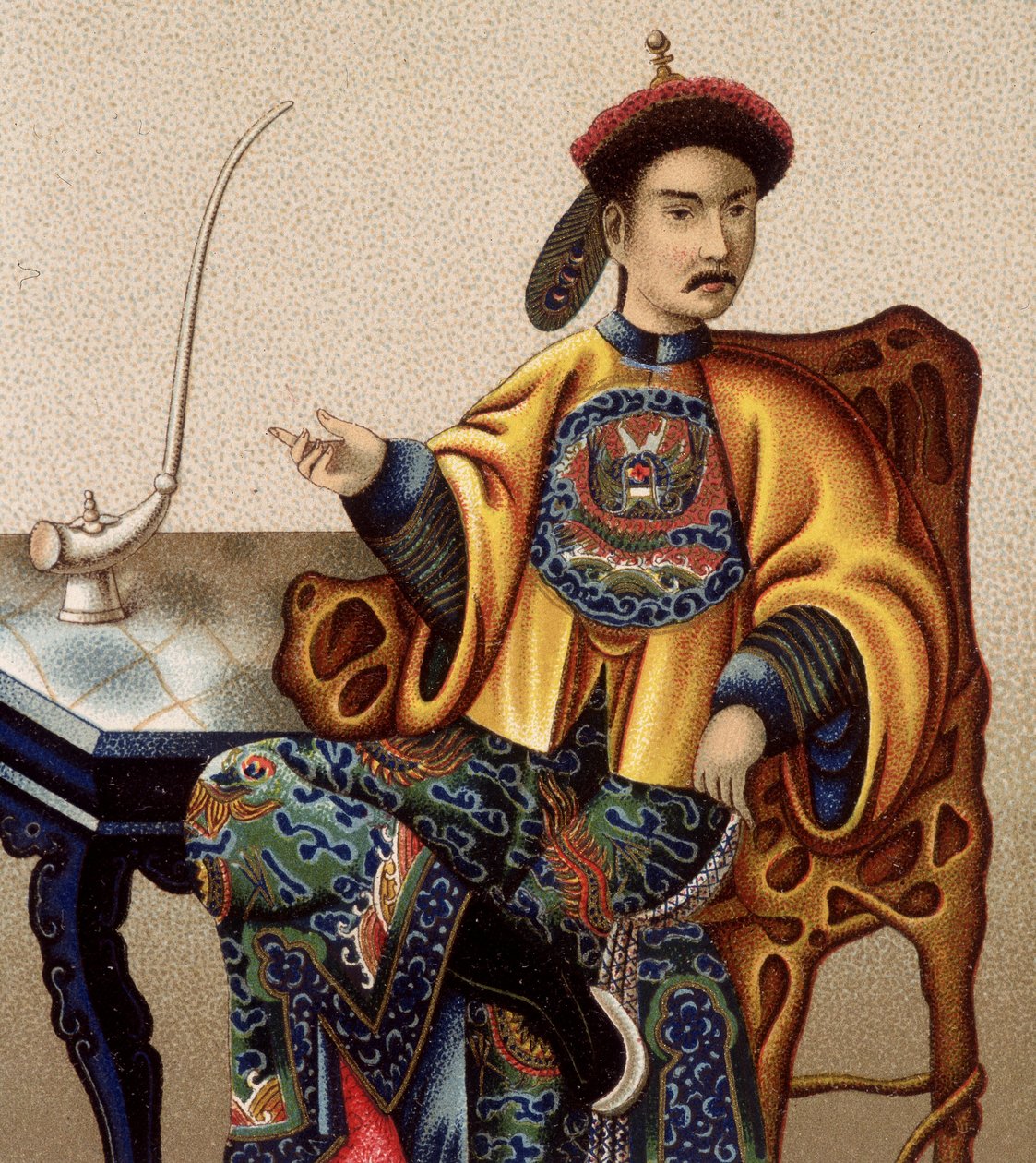Kinesisk aristokrat sitter og røyker opium - sd 1800-tallet av Unknown artist