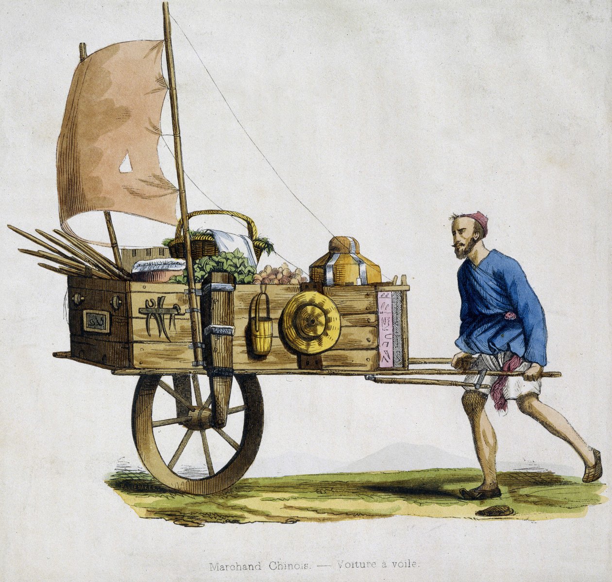 Kinesisk kjøpmann og seilvognen hans av Unknown artist