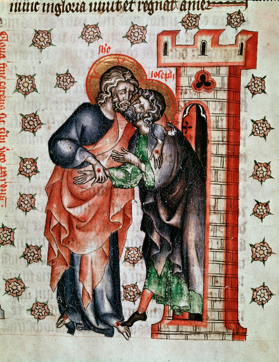 Kristi farvel (Jesus Kristus og Josefs farvel) Miniatyr malt i "The Passion of the Abbess Cunegonde"" av Unknown artist