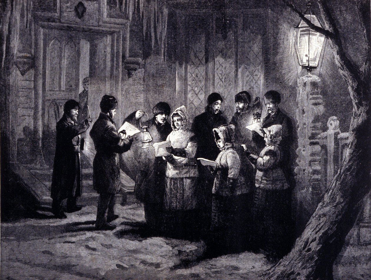 Julenatt i Canada: lesninger og bønner. 1800-talls gravering av Unknown artist