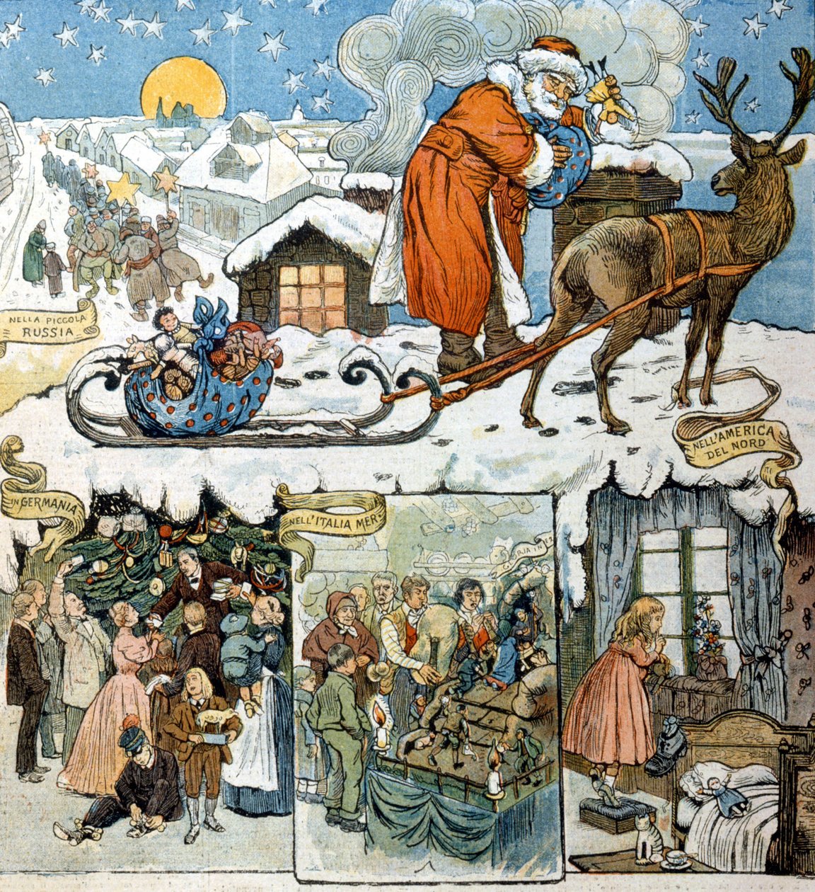 Juleskikk i ulike land: Russland, Tyskland, Italia og Sør-Amerika. 1892 av Unknown artist