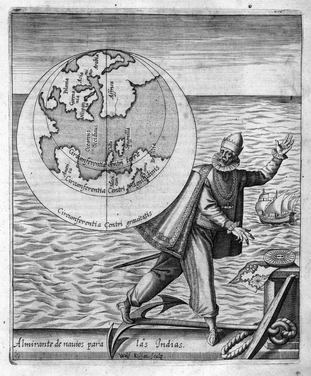 Christopher Columbus (Cristoforo Colombo) - I "New Tipus After the Voyage of the New World" av Philoponus Honorius av Unknown artist