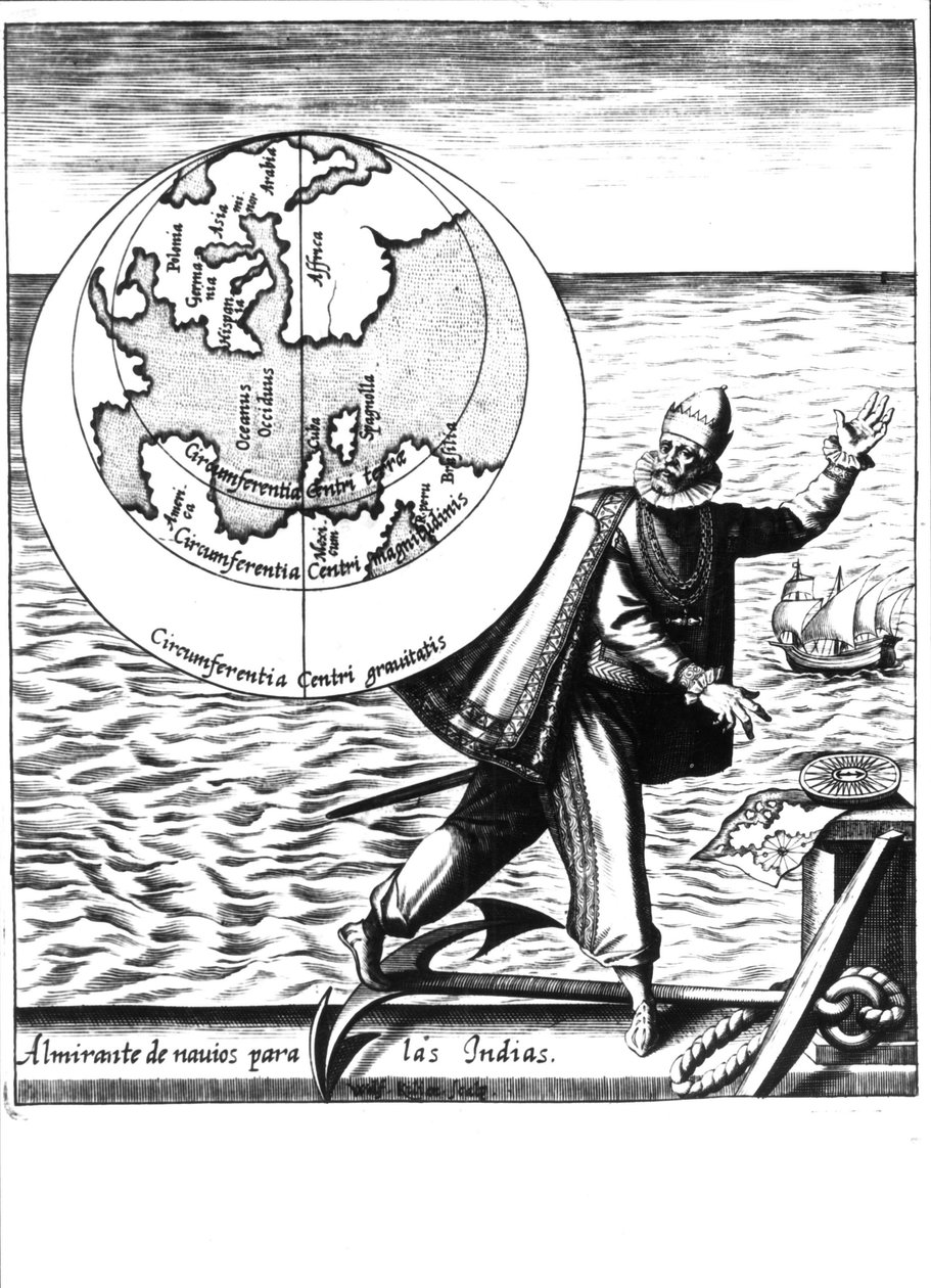 Christopher Columbus - i "New Tipus After the Voyage of the New World" av Philoponus Honorius av Unknown artist