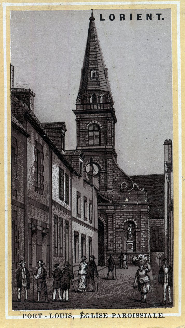 Church parish of Port Louis (Port Louis) Pays de Lorient, Morbihan, Brittany. Chromolithography of the late 19th century. av Unknown artist