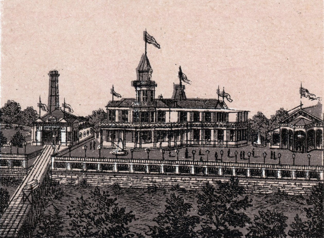 Cincinnatti, USA: utsikt over Highland House. i "" Verden illustrerer 168 visninger"" Udatert (slutten av 1800-tallet) av Unknown artist