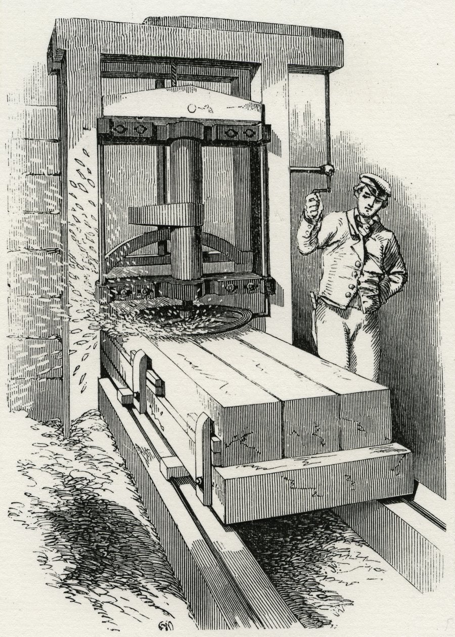 Sirkulær høvlemaskin brukt under byggingen av Crystal Palace, London av Unknown artist