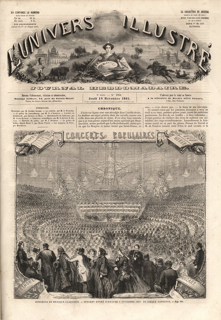Cirque Napoleon (nåværende vintersirkus, rue Amelot, Paris) - Klassisk musikkkonsert gir søndag 3. november av Unknown artist