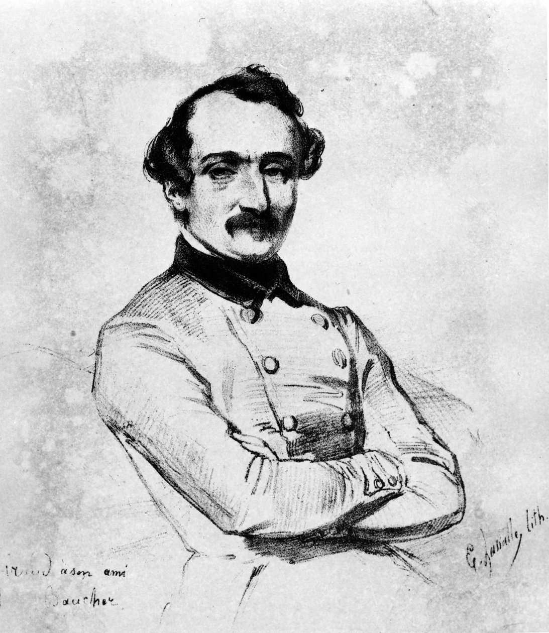 Cirque: portrett av Francois Baucher - frontispice, i "" Complete Works of Baucher"" av Unknown artist