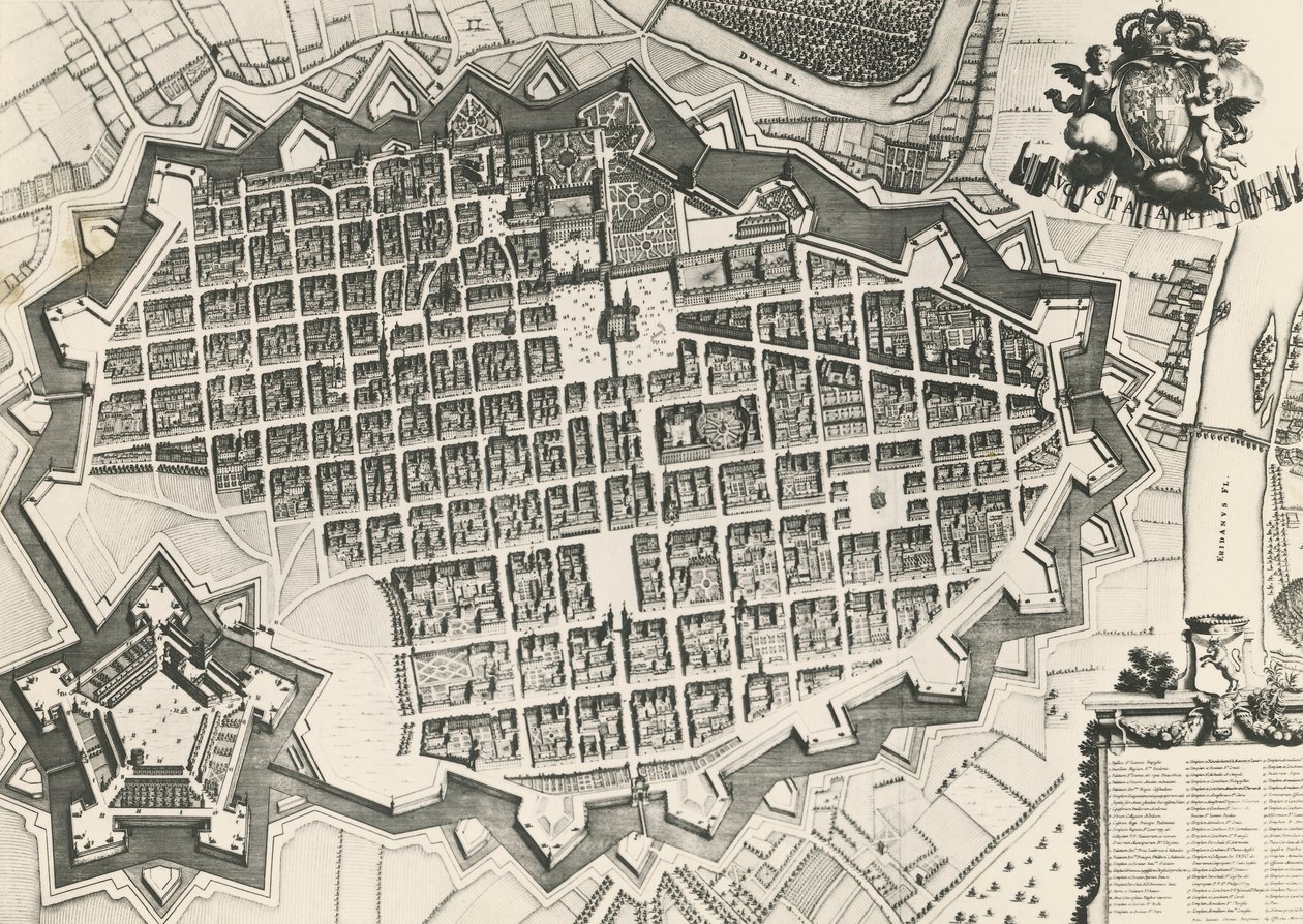 Bykart over Torino med citadellet av Unknown artist