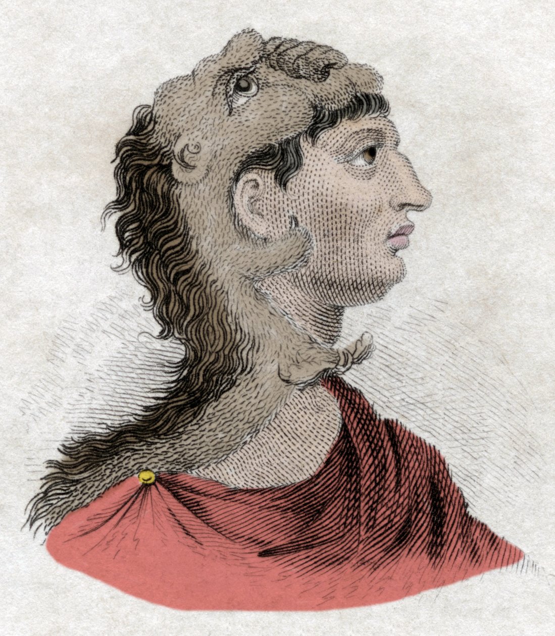 Antikkens sivilisasjon: Portrett av kong Filip II av makedonsk (382–336 f.Kr.), far til Alexander den store. Gravering fra 1800-tallet. av Unknown artist