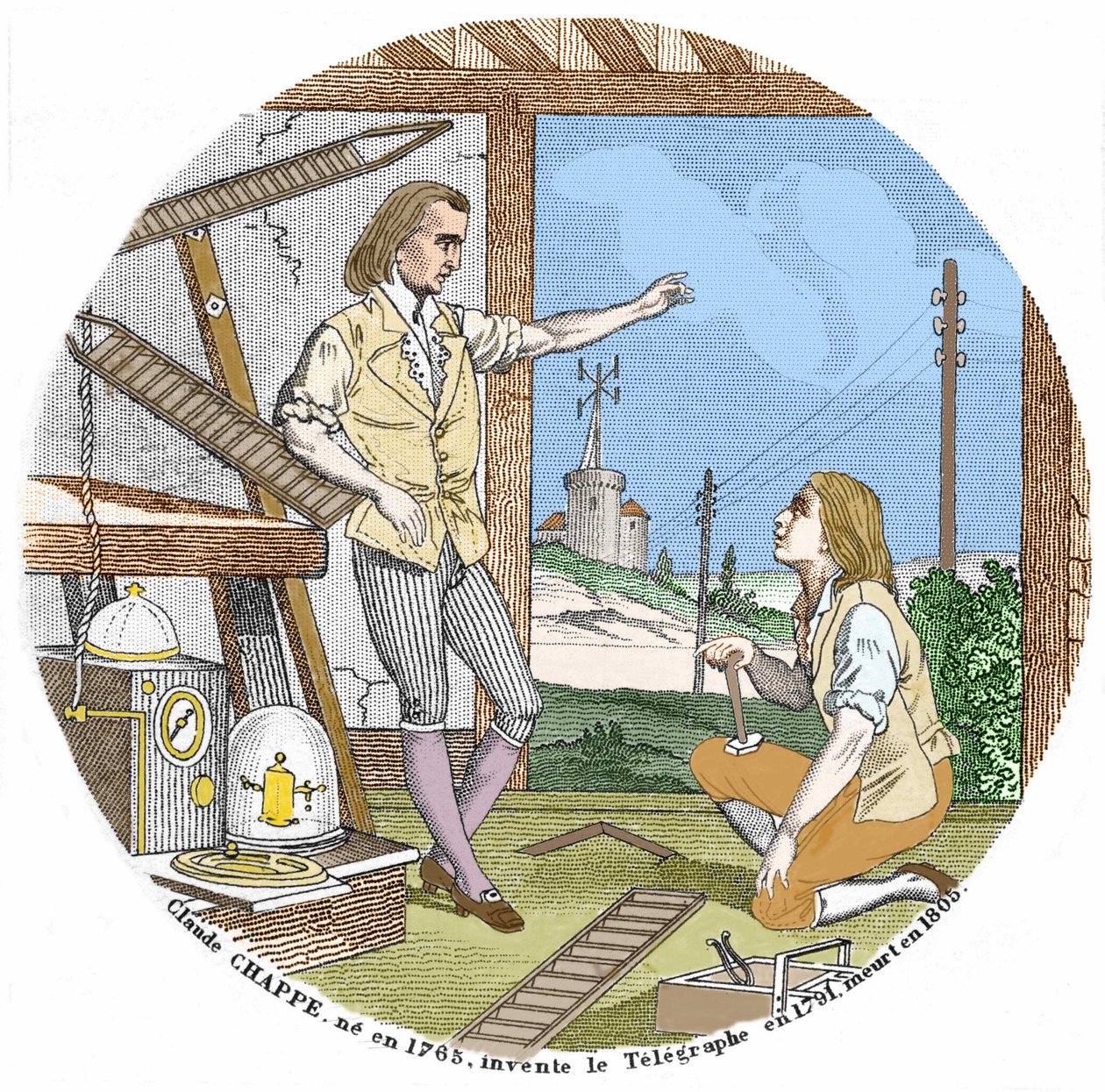 Claude Chappe (1765 - 1807), fransk ingeniør oppfant telegrafen i 1791. av Unknown artist