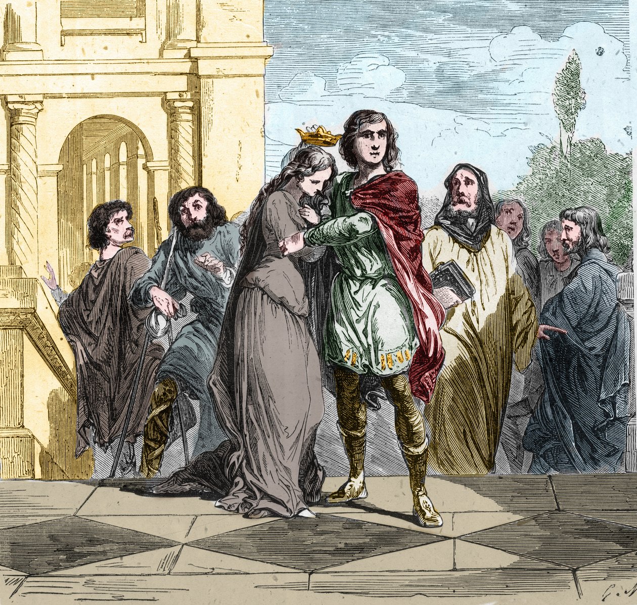 Clovis II, kongen av frankene (v.633-657) kjøpte Sainte Bathilde (eller Batilde, Bathylle, Beaudour) (626-680). av Unknown artist