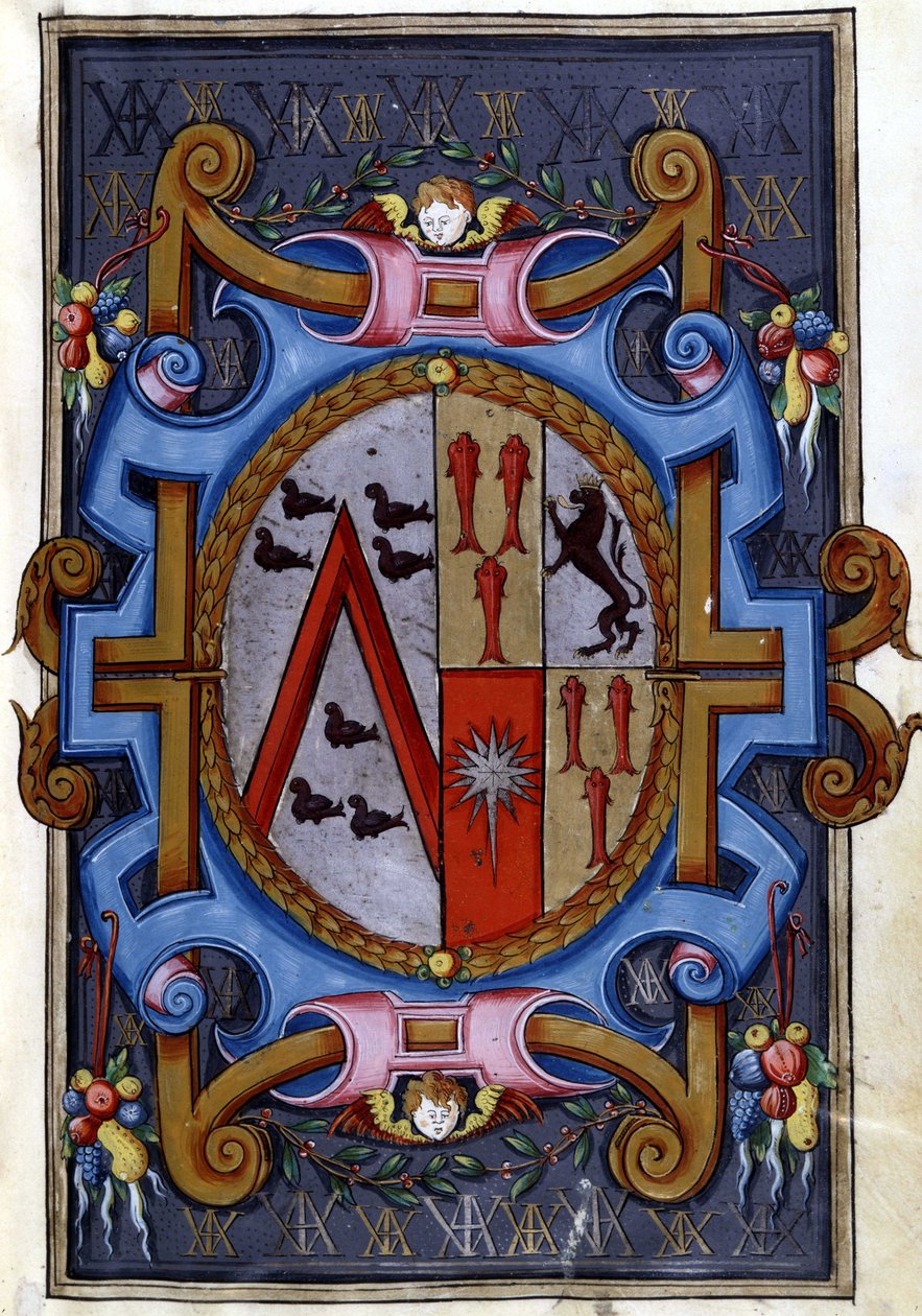 Våpenskjold, "Rodomonts død og hans nedstigning til helvete" av Unknown artist