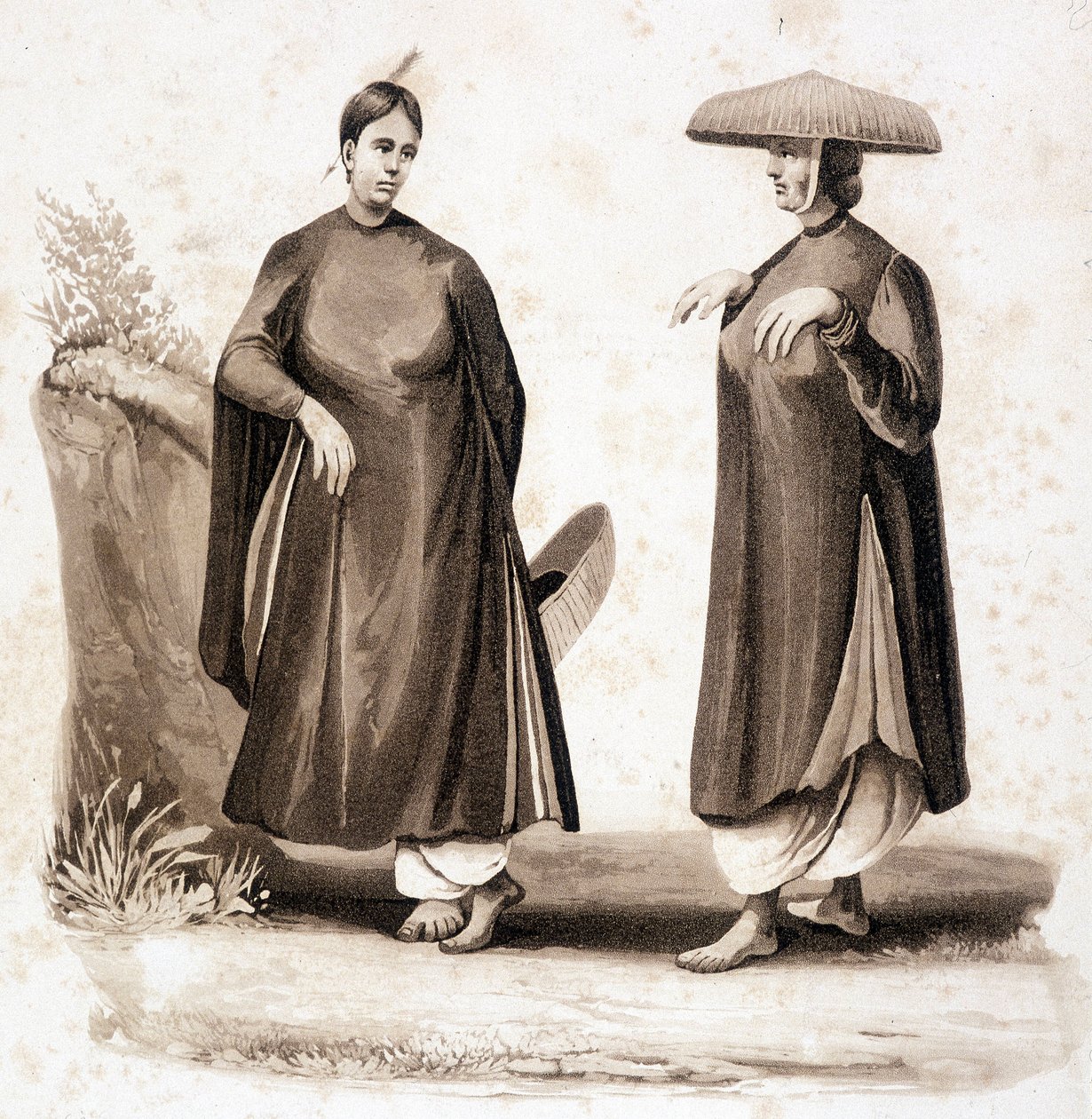 Cohinkinesiske kvinner. Vietnam v. 1850. av Unknown artist