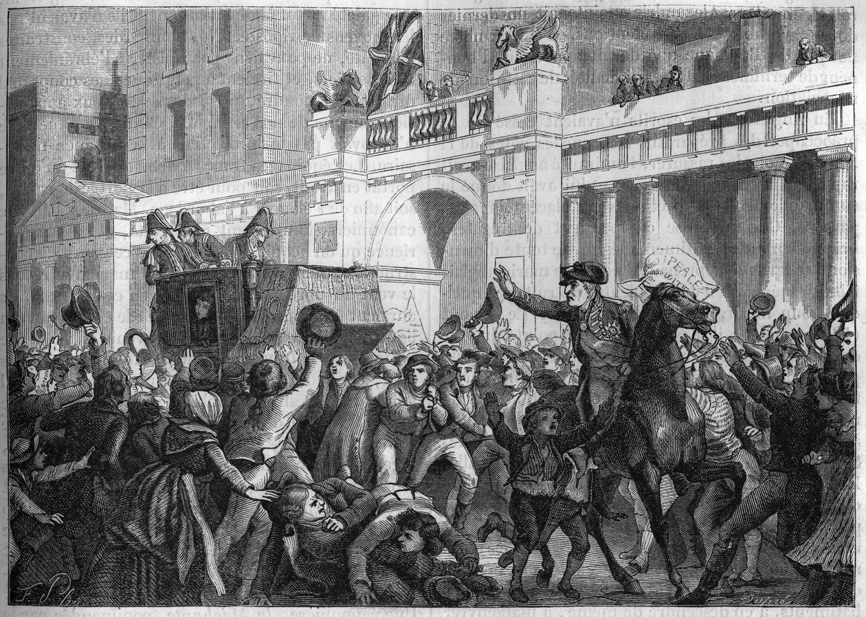 Colonel Alexandre Jacques Bernard Law Marquis de Lauriston is transported in triumph by the people of London in 1801 - Alexandre Jacques Bernard Law de Lauriston (1768-1828) French general, ambassador in London, his carriage is drawn by the Londoners in 18 av Unknown artist