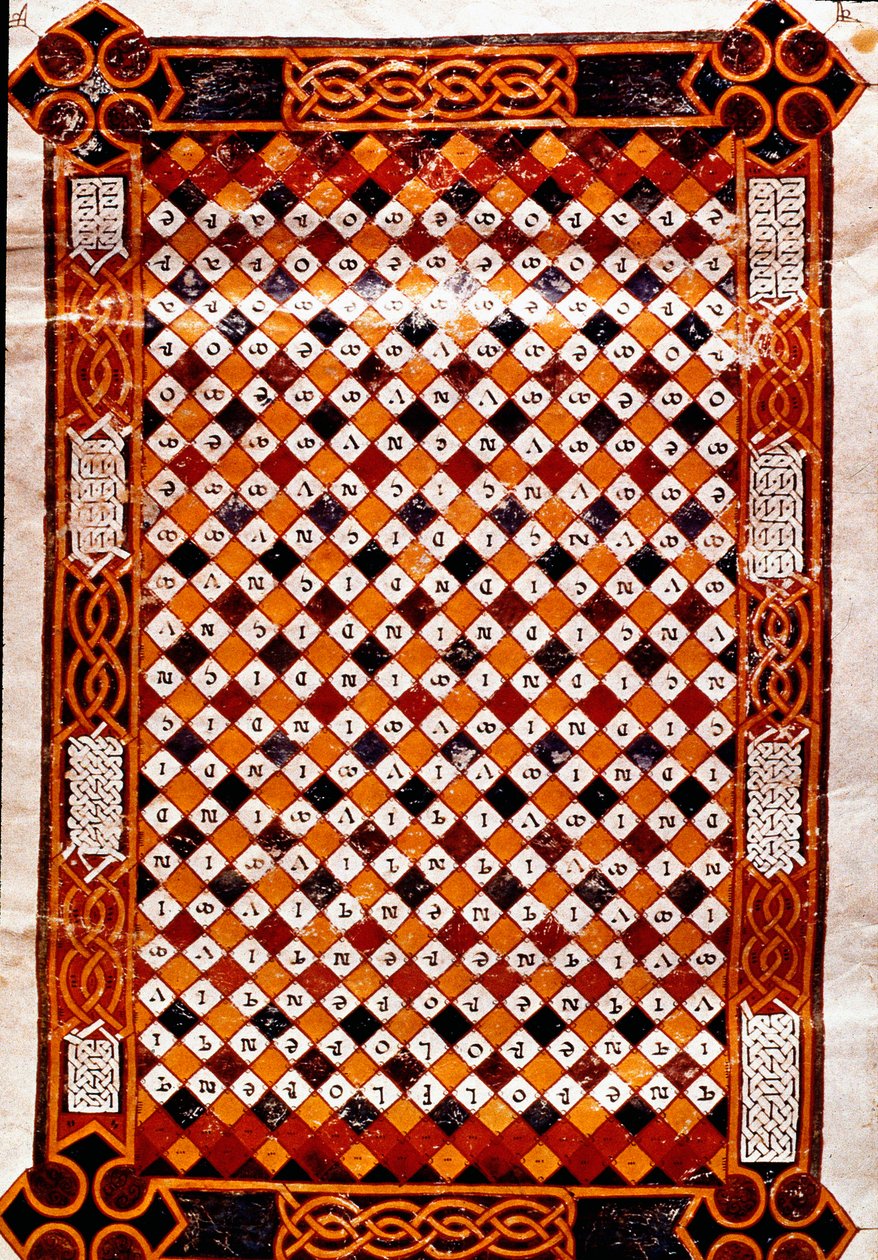 Minnelabyrint Siden dekket med en digital labyrint. Miniatyr av Florentius fra manuskriptet "" moralia in job"" fra klosteret Valeranica (San Pedro de Berlanga i Castilla) med kommentarer av pave Gregoire I (540-604), 9. århundre. Madrid, nasjonalt av Unknown artist