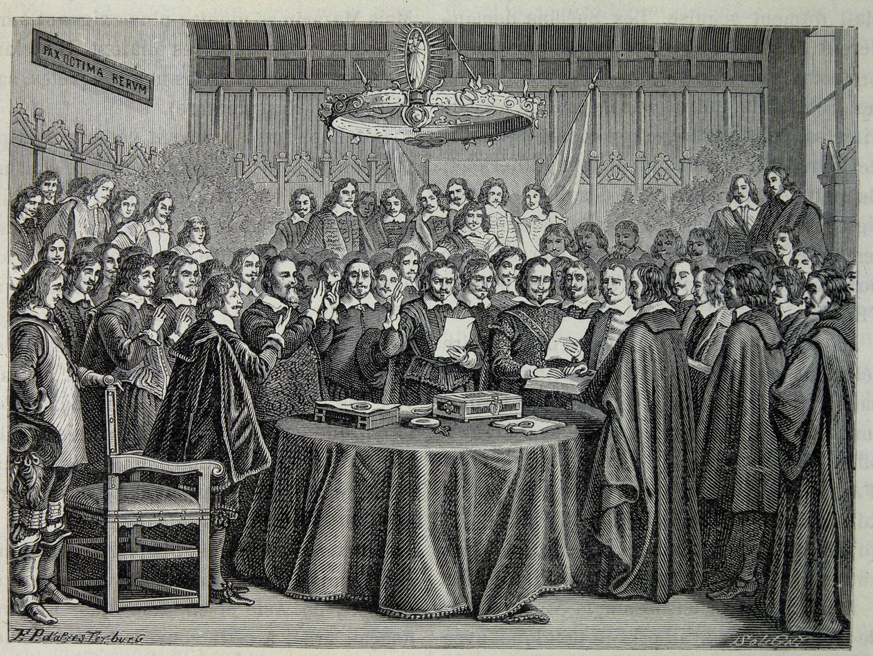 Congress of Westphalia, fredsavtale som avslutter den tretti år lange krigen av Unknown artist