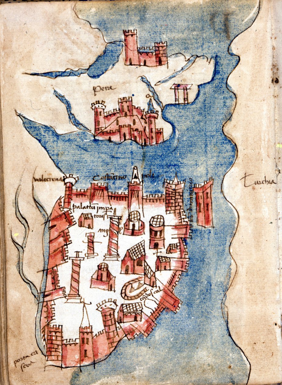 Konstantinopel, manuskriptkart over Venezia på 1400-tallet. av Unknown artist