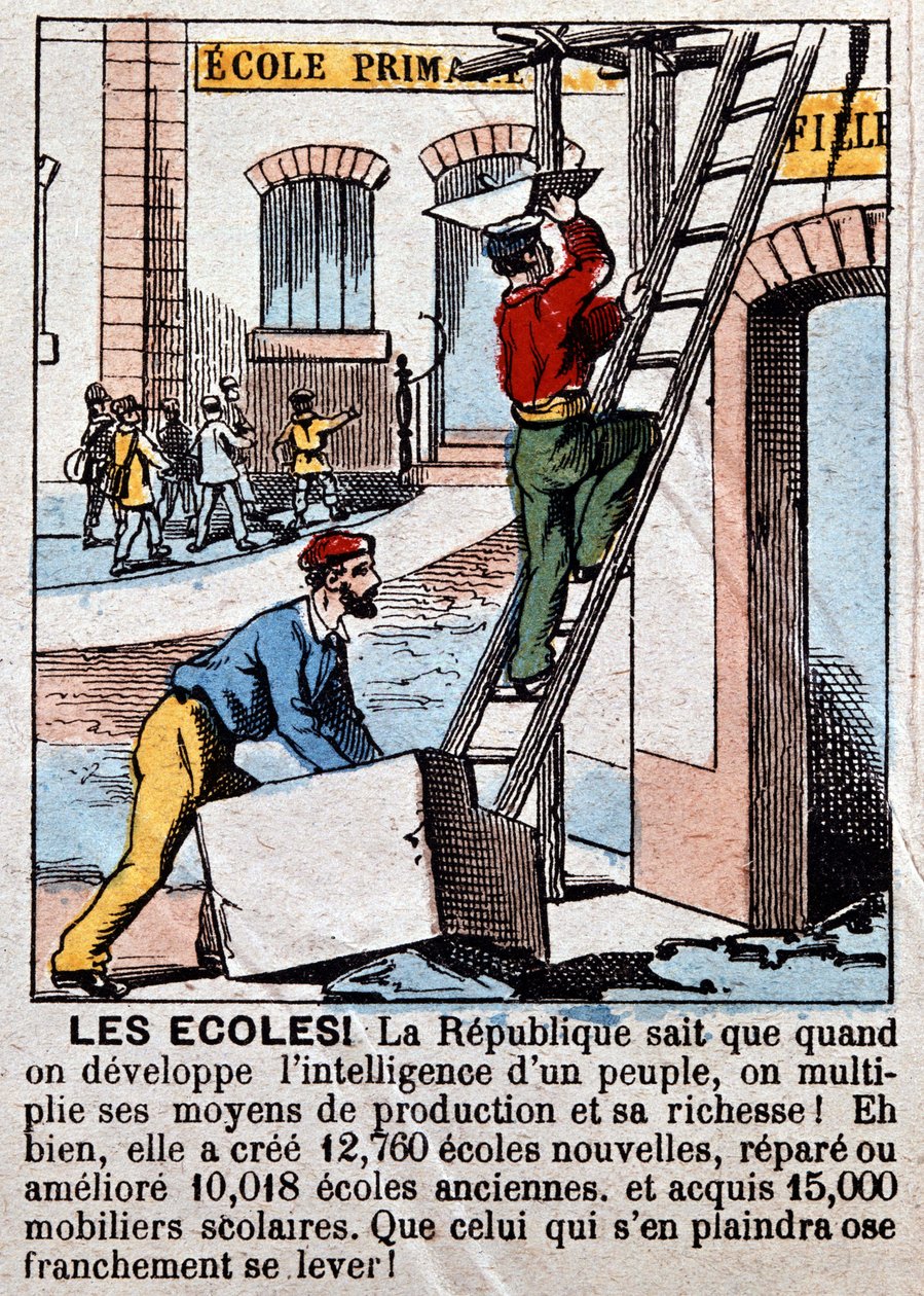 Bygging av skoler av arbeidere - i "" Le Figaro", mars 1889. av Unknown artist
