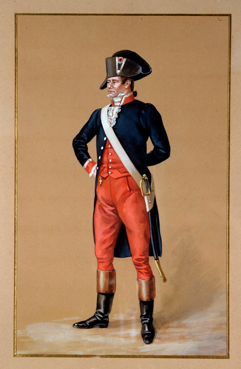 Konsulat: uniform av fredsoffiser. Litografi av Unknown artist