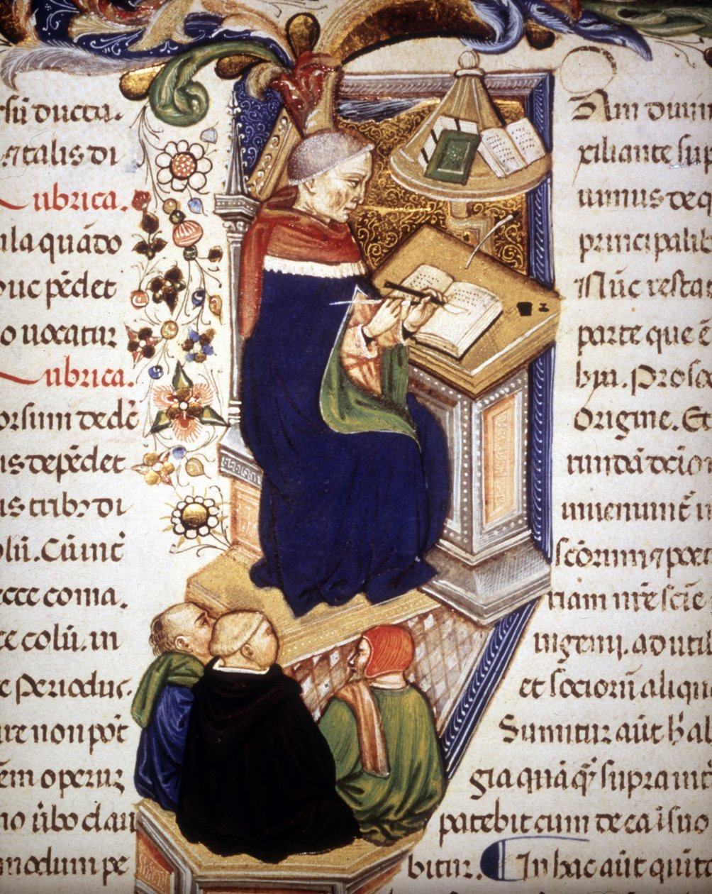 Kopist munk. 1400-talls manuskript. av Unknown artist