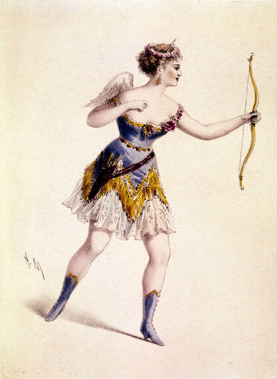 Cora Pearl (1842-1886), engelsk kurtisane, i rollen som Amor i Operaen «Orphee to Hell» av Unknown artist