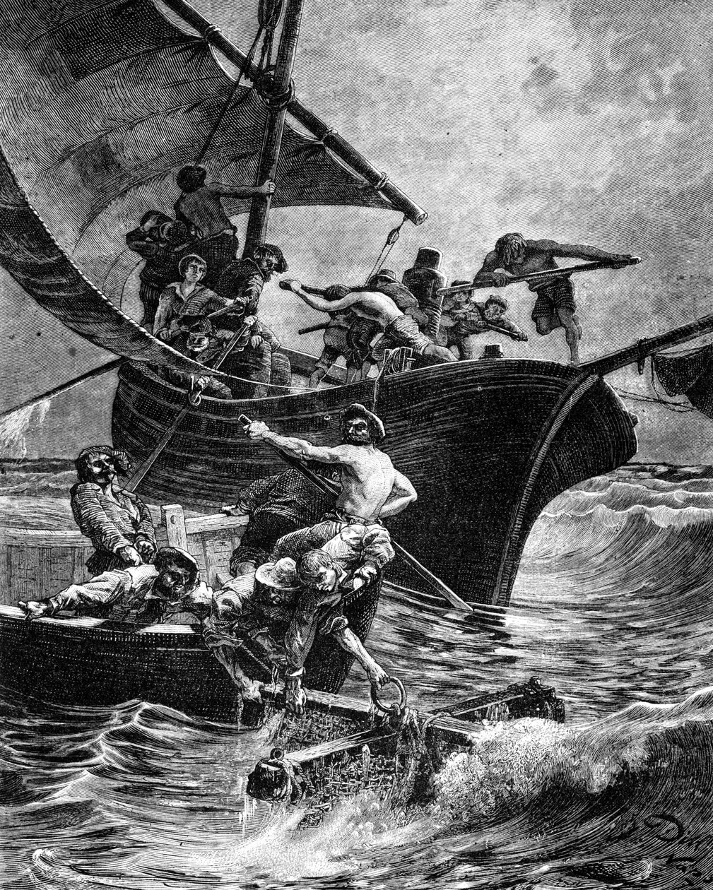 Korallfiske ved hjelp av redskapene. av Unknown artist