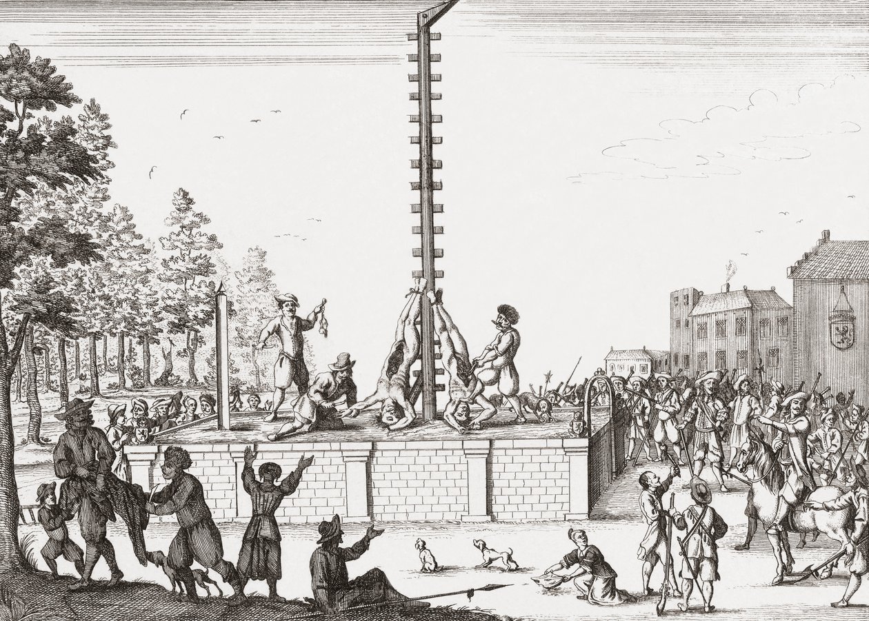 Lik av Johan og Cornelis de Witt henger på galgen. av Unknown artist