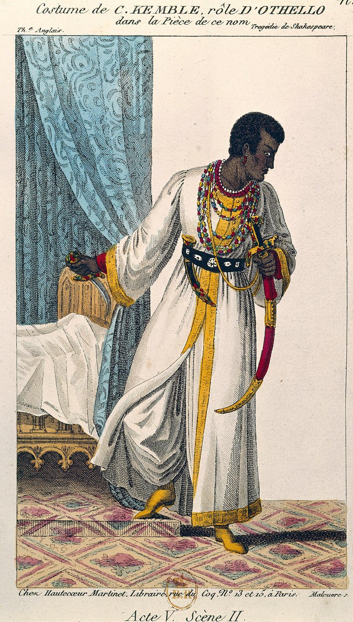 Kostyme av komiker Charles Kemble (1775-1854) i rollen som Othello i stykket med samme navn av William Shakespeare (1564-1616) 1800-tallets Paris. B N av Unknown artist