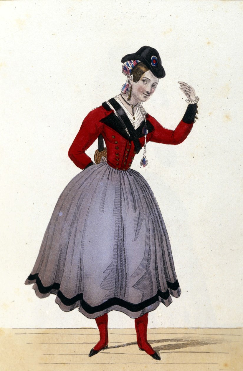 Kostyme for den komiske operaen "La fille du regiment"" av Gaetano Donizetti av Unknown artist