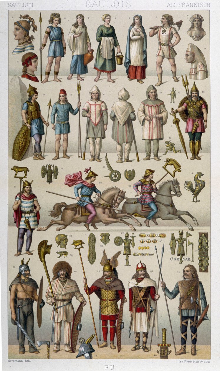 Kostymer, rustninger og våpen til galliske og deres krigere av Unknown artist