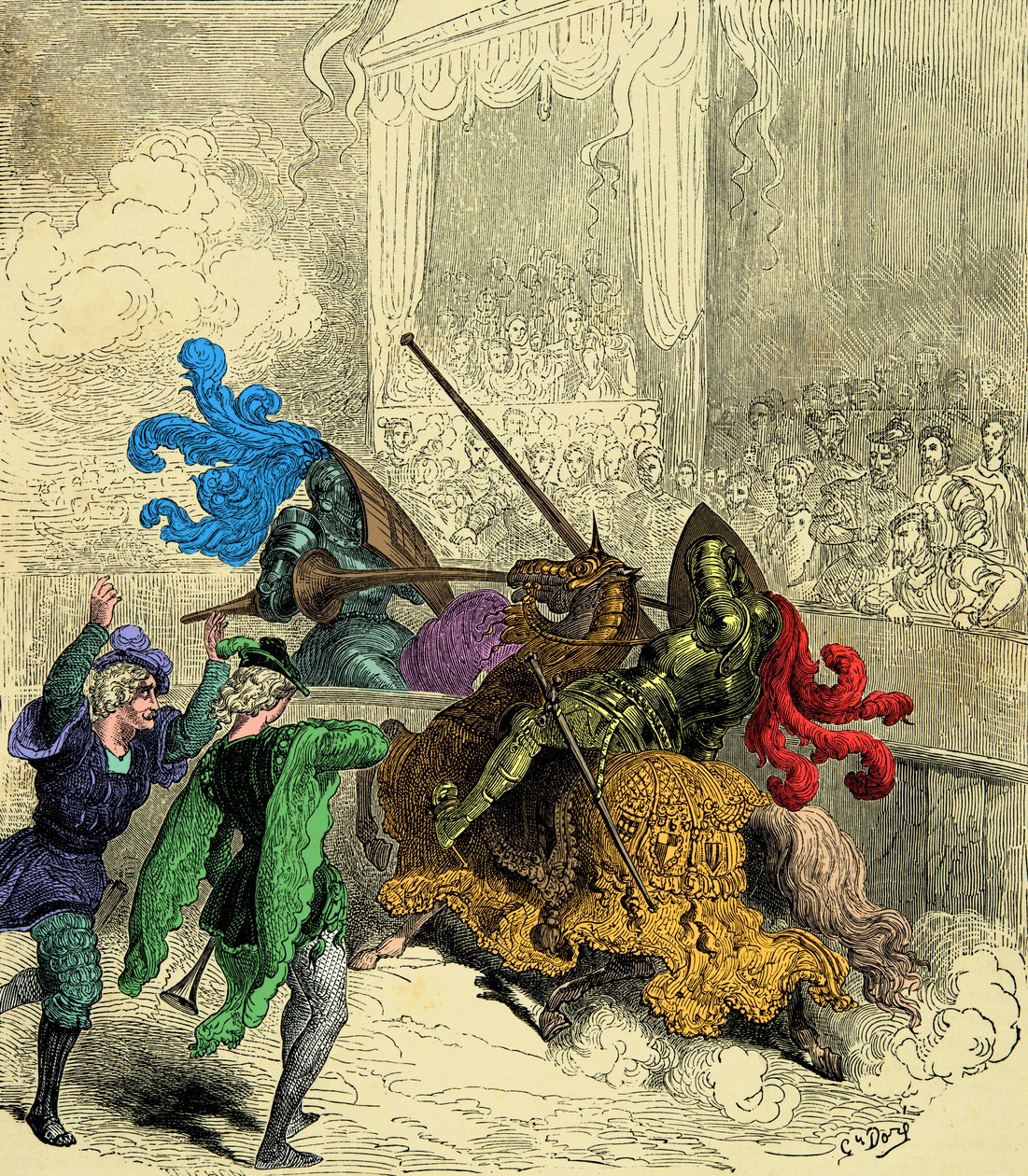 Grev Gabriel de Montgomery såret kong Henry II dødelig under en turnering 30. juni av Unknown artist