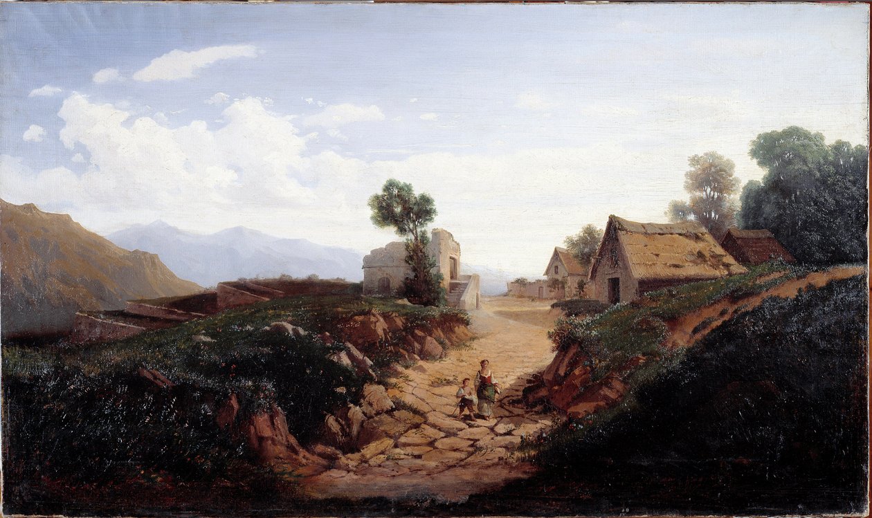 Landevei (olje på lerret av Unknown artist